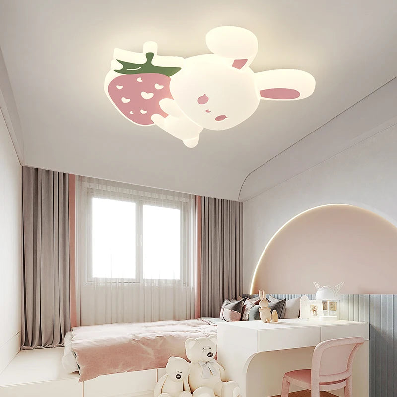 Strawberry rabbit ceiling light for children's room and nursery