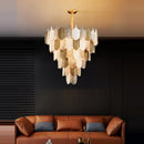 Modern pendant light in stainless steel and decorative glass