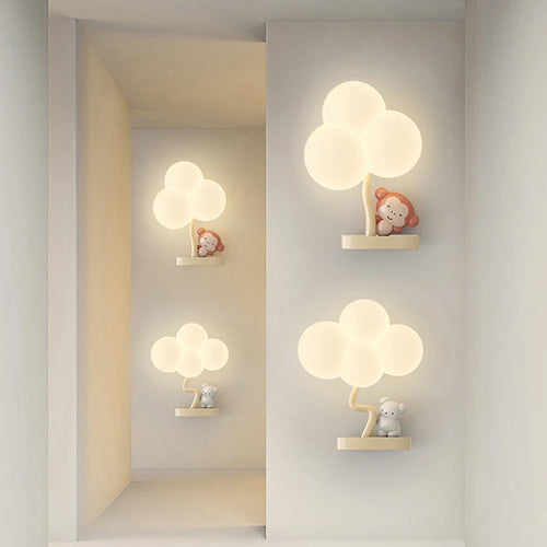 Creative bear and monkey wall lamp for baby - vue 3 sur 10