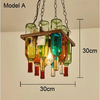 Vintage glass wine bottle E27 LED pendant light for bar, cafe, restaurant