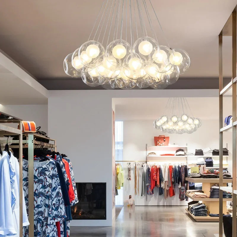 Modern bubble glass LED chandelier for shops