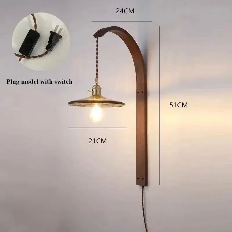 Modern walnut wood lamp with decorative LED light - vue 14 sur 21