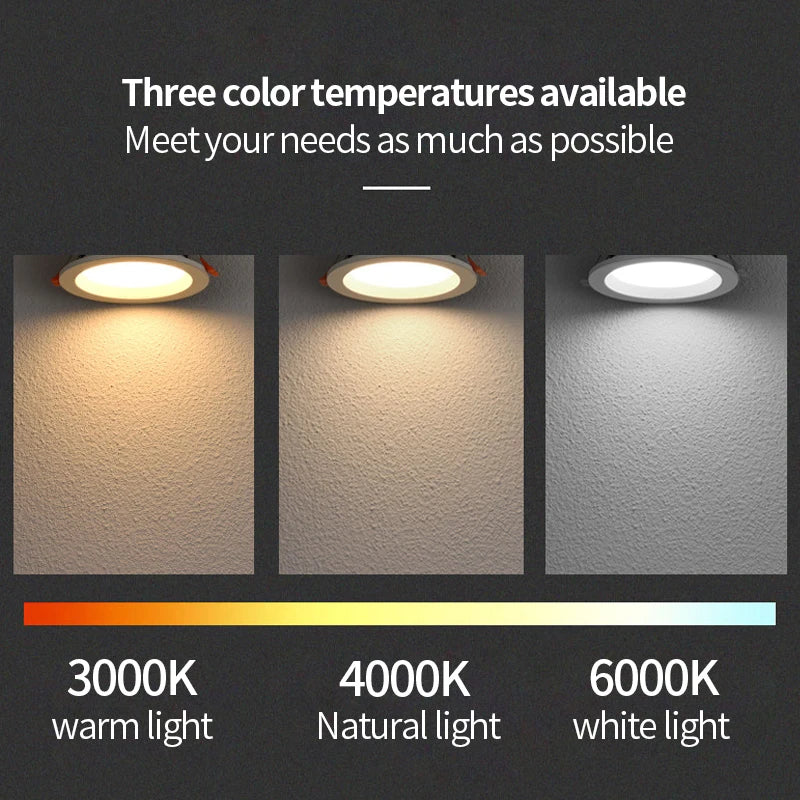 Recessed LED spotlight with three colour temperatures versatile lighting - vue 3 sur 5
