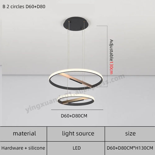 Modern round ring chandelier for indoor lighting - vue 9 sur 11