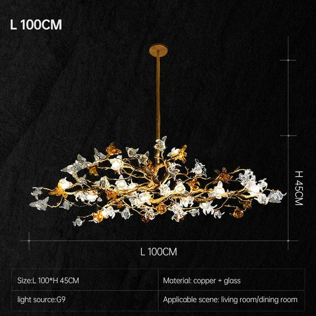 Retro copper chandelier Chinese style branch design