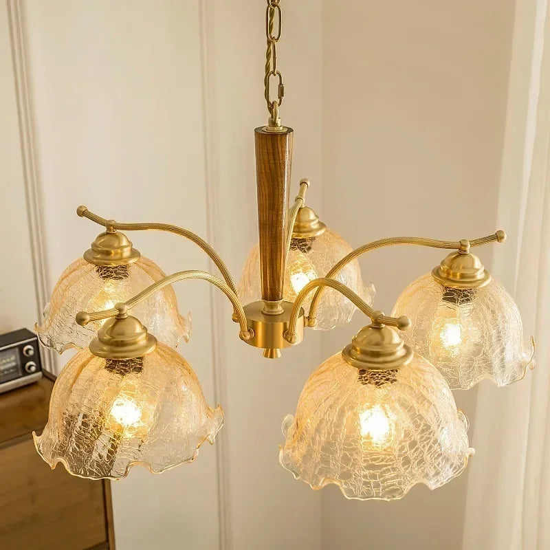 Nordic retro pendant light with pleated fabric shade decorative lamp