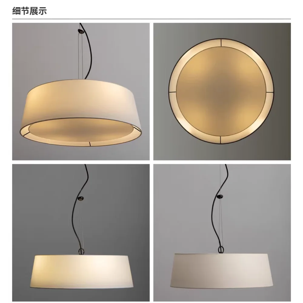 Modern minimalist linen chandelier chinese japanese wabi-sabi pendant - vue 3 sur 8