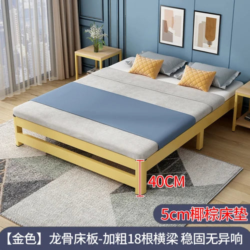 Single tatami bed frame, modern and simple home master bedroom, 1.8-meter double iron bed - vue 17 sur 29