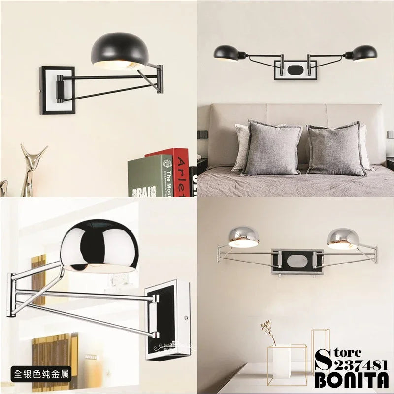 Modern adjustable retractable wall light with dimmable LED