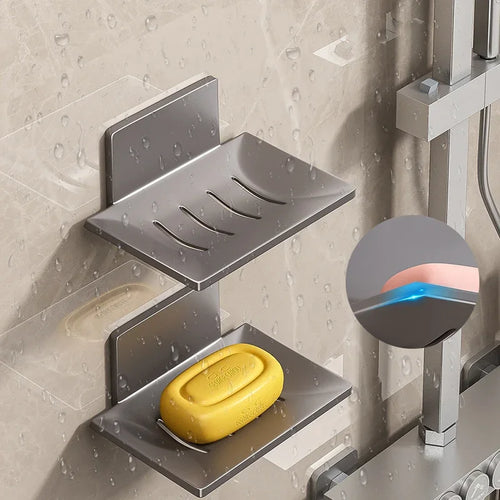 wall-mounted aluminum soap dish for storage and organization - vue 3 sur 9