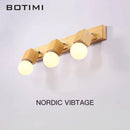 Botimi triple wooden mirror wall light nordic adjustable hotel wall lamp