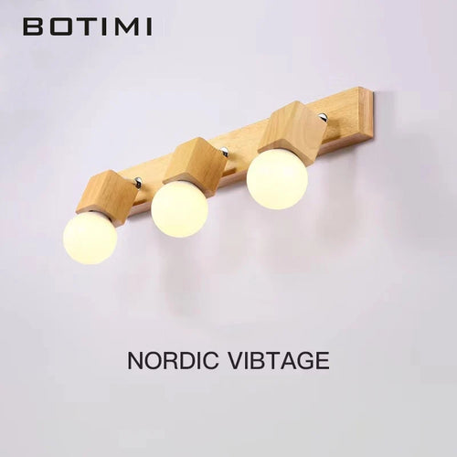 Botimi triple wooden mirror wall light nordic adjustable hotel wall lamp - vue 2 sur 10