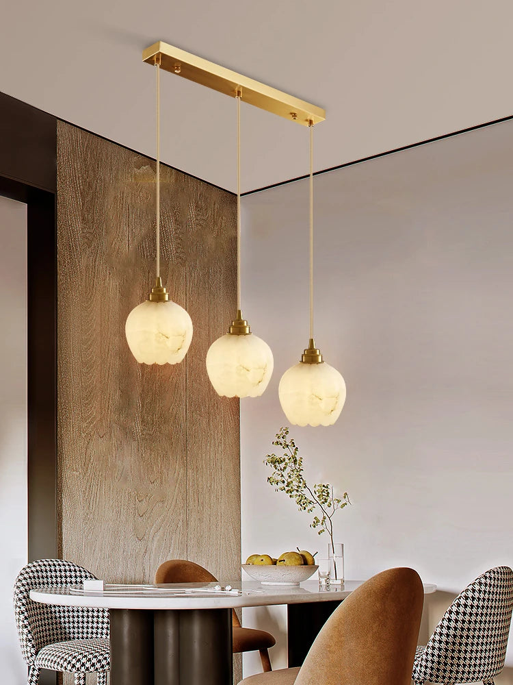 Nordic marble and copper pendant light minimalist design - vue 4 sur 9