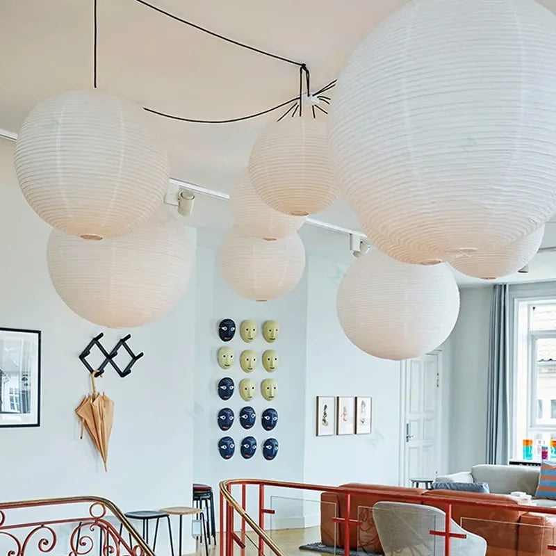 Chinese paper lantern round pendant light - vue 4 sur 11