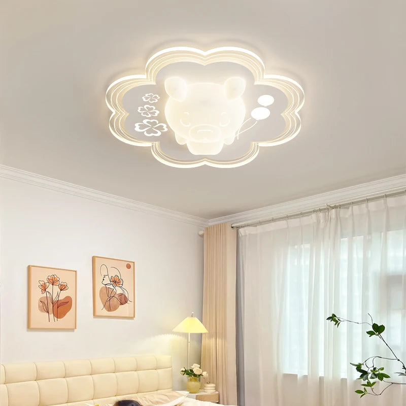 Children’s ceiling light with strawberry and clover cartoon motif