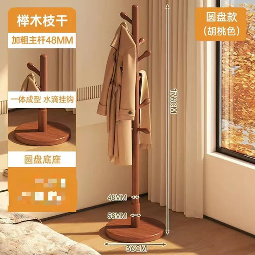 Solid Wood Clothes Hanger, Floor Standing Rack, Household Clothes Rack, Vertical Clothes Pole, Bedroom Rack Coat Rack Stand - vue 9 sur 8