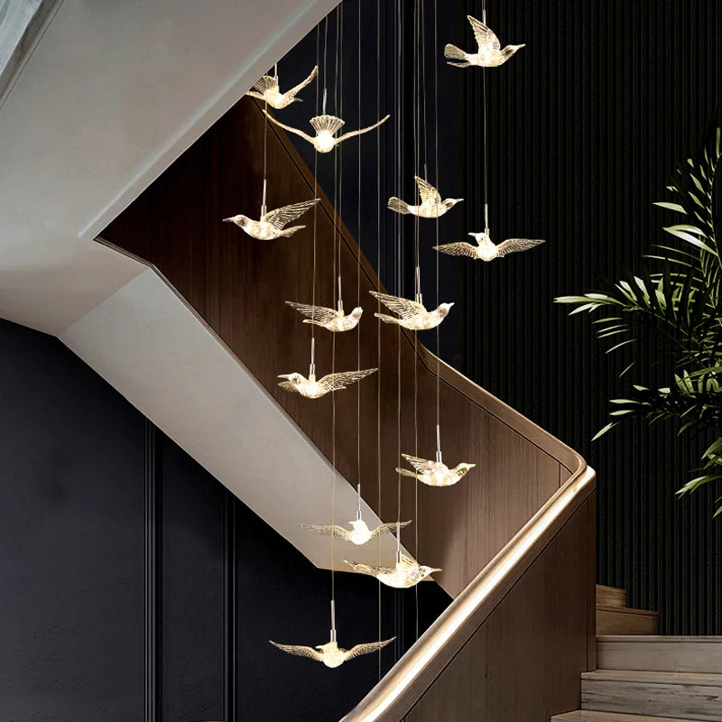 Decorative LED pendant light in bird shape for loft and villa