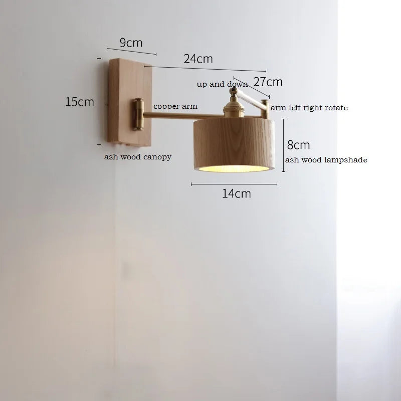 Ash and walnut wood LED wall light - vue 18 sur 23