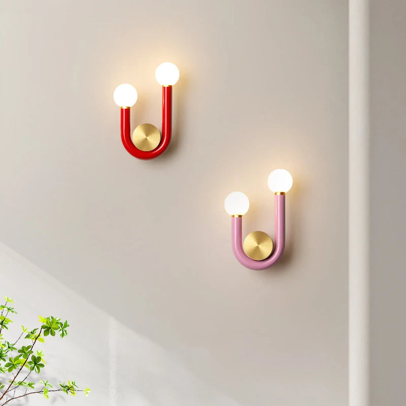 Artistic metal wall light with u-shaped tube for indoor lighting