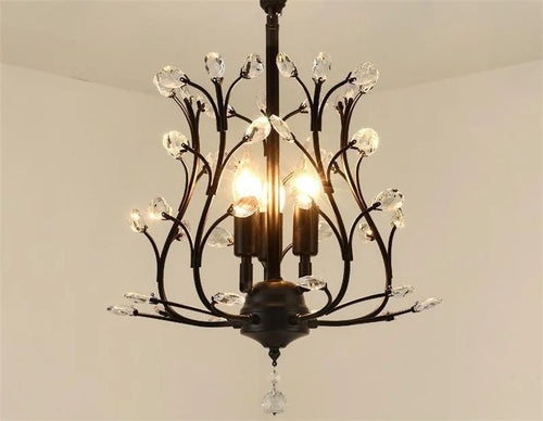 Vintage crystal chandelier with four arms for elegant lighting - vue 6 sur 8