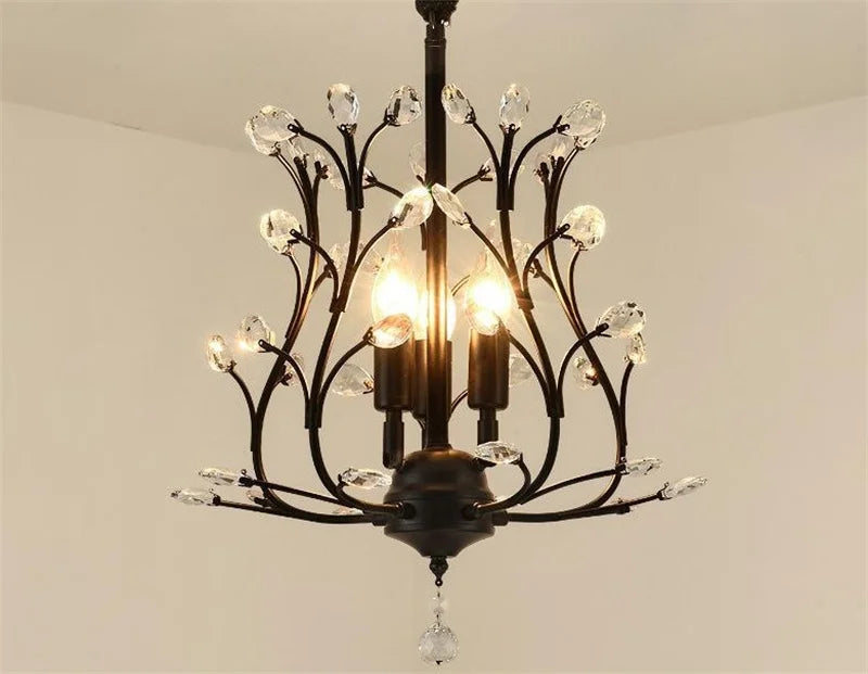 Vintage crystal chandelier with four arms for elegant lighting - vue 5 sur 8