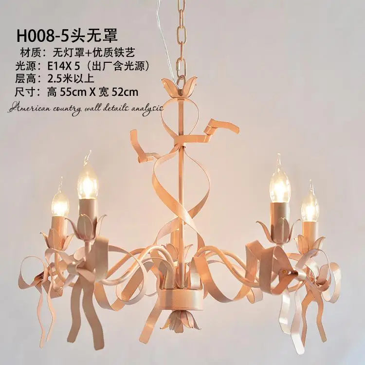 Pink ribbon chandelier for elegant children's bedroom - vue 13 sur 14