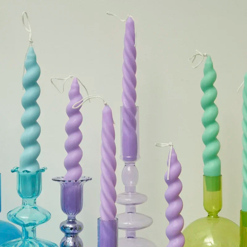 set of 2 scented spiral candles for interior decoration and weddings
