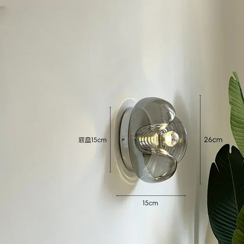Retro water ripple round glass wall light