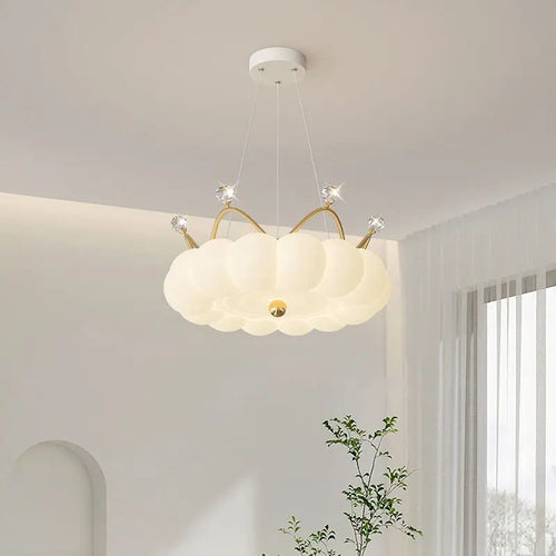 Modern LED chandelier with crown pendant and remote control option - vue 5 sur 12