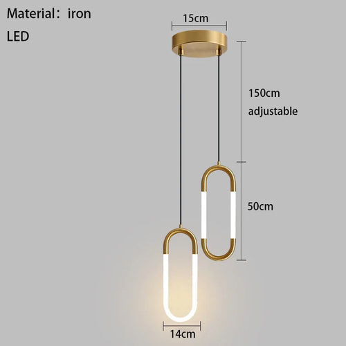 Modern ellipse height adjustable LED pendant light - vue 11 sur 12