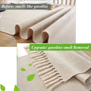 Beige embroidered linen table runner, rustic style