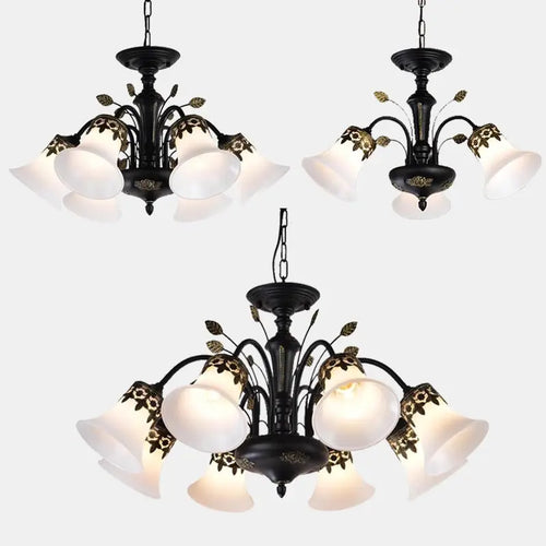 Retro glass LED chandelier for vintage interiors - vue 2 sur 15