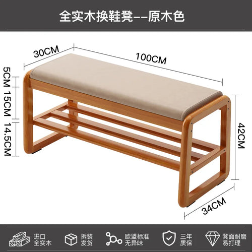 solid wood shoe bench for practical storage