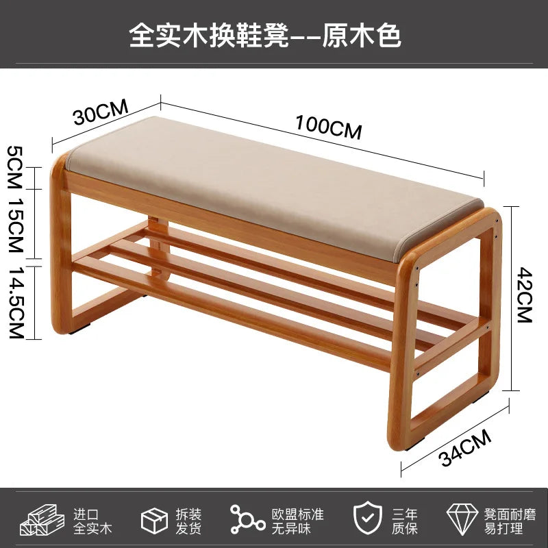 solid wood shoe bench for practical storage