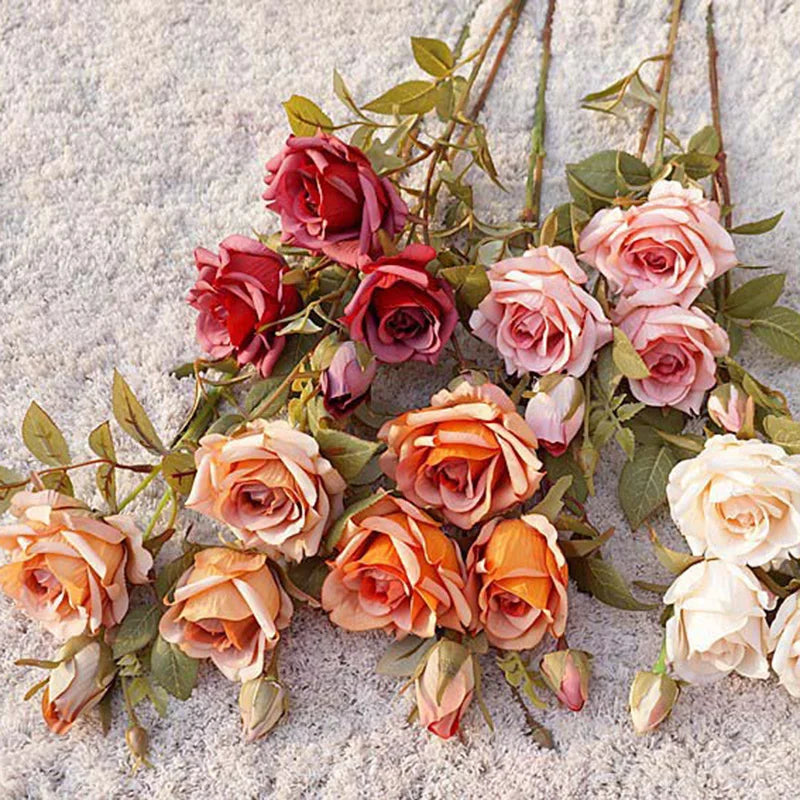 New autumn decoration luxury curled artificial rose flowers for wedding