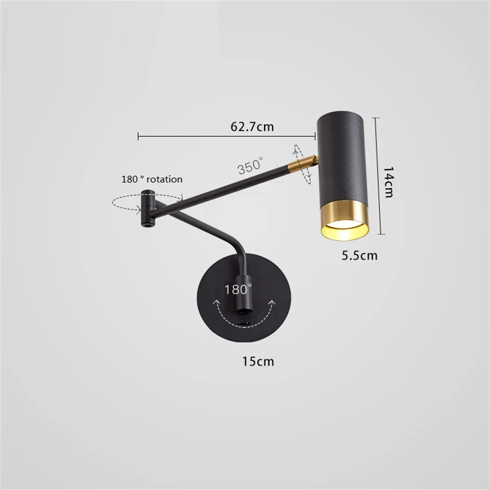 Swivel LED wall light with switch and flexible arm