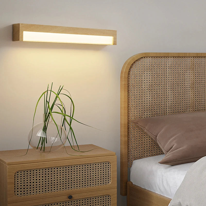 Retro wood grain bedside lamp for multiple uses