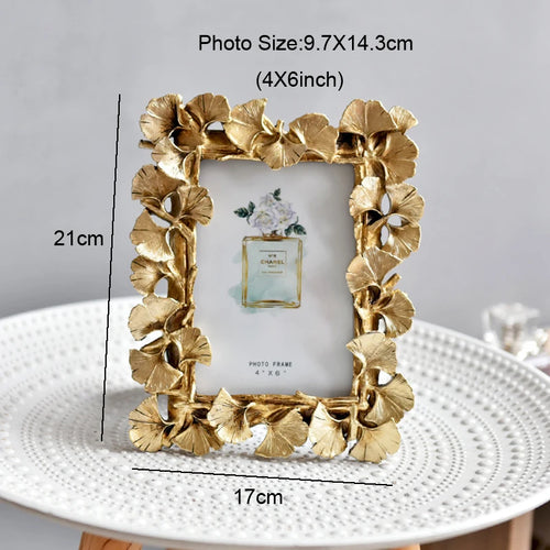 Retro decorative ginkgo leaf photo frame - vue 10 sur 10