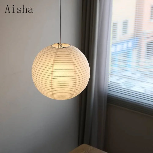 Japanese style rice paper pendant light for interior decoration - vue 2 sur 7