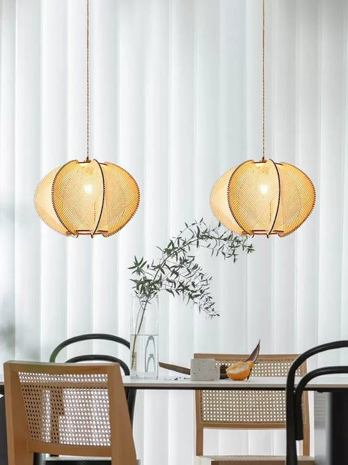 Hemp rope and wood chandelier for indoor decor - vue 3 sur 9