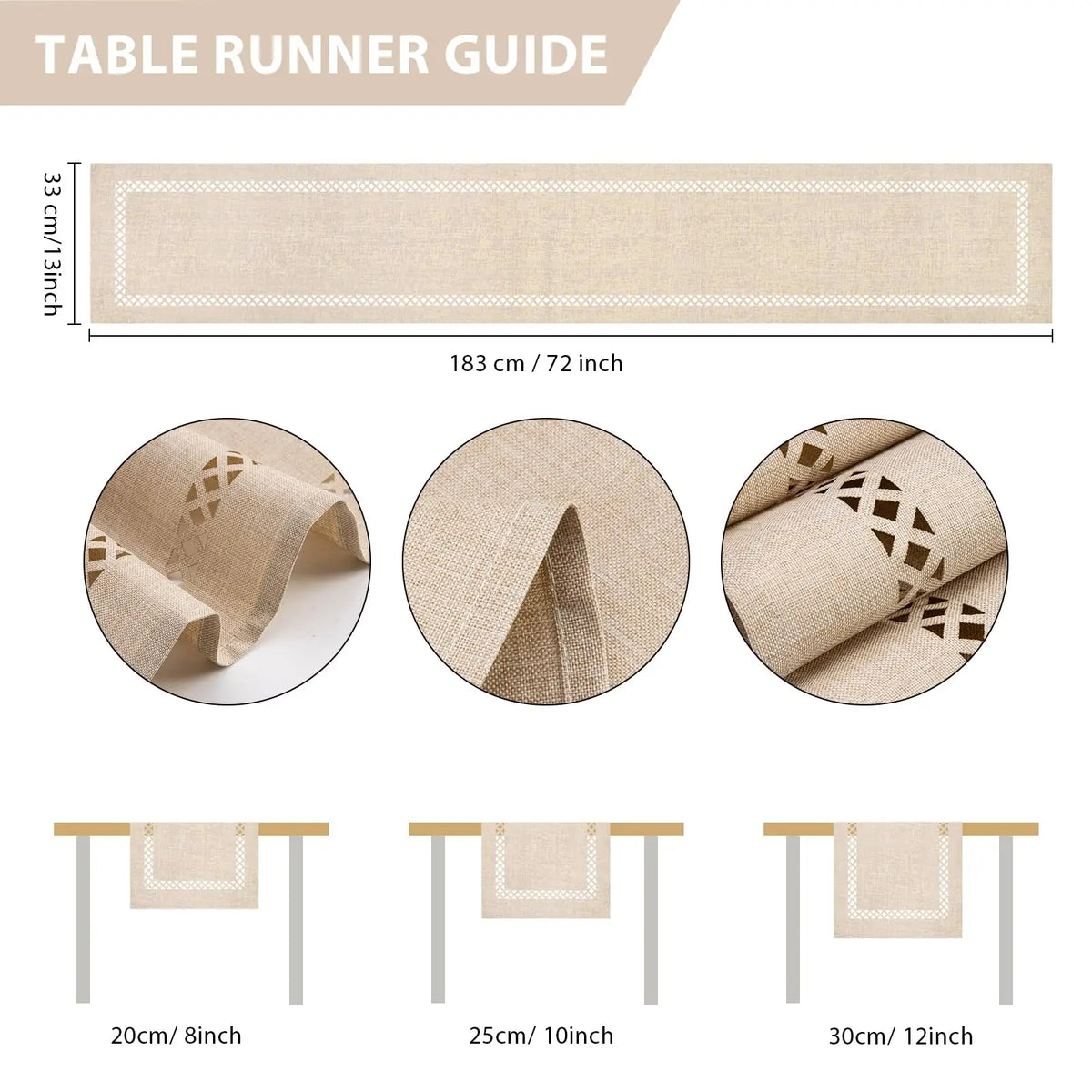 Boho style openwork linen table runner - vue 7 sur 13