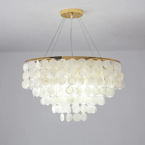 Nordic shell chandelier with LED light - vue 3 sur 17