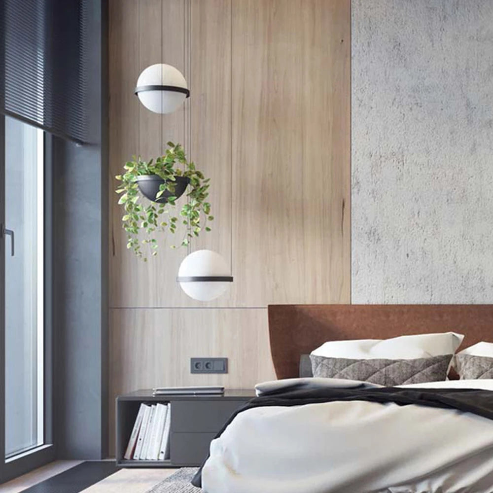 lustre moderne nordique avec pot de fleur led intégrée - vue 6 sur 18