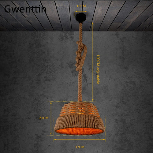 Retro hemp pendant light for industrial and artistic decor