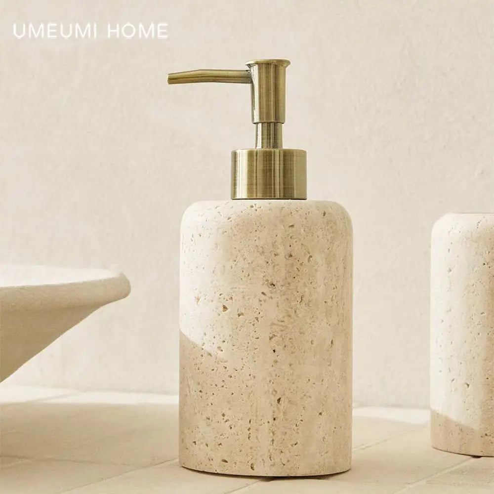 luxury travertine toothbrush holder for bathroom - vue 12 sur 15