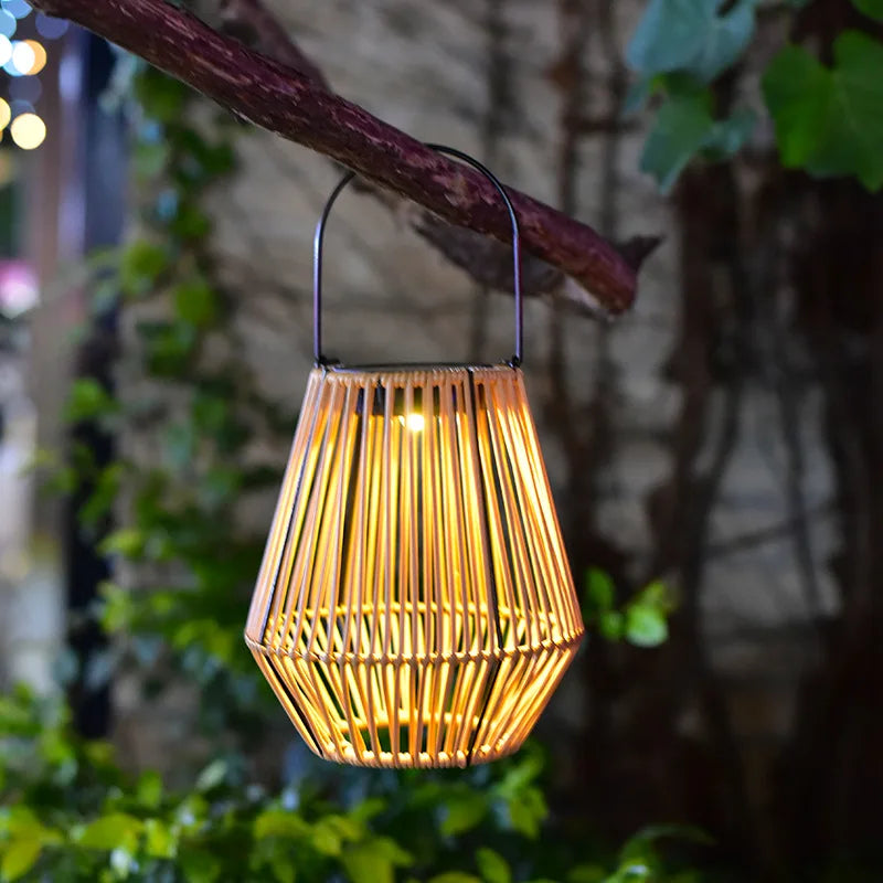 Solar rattan lantern for balcony and decorative garden