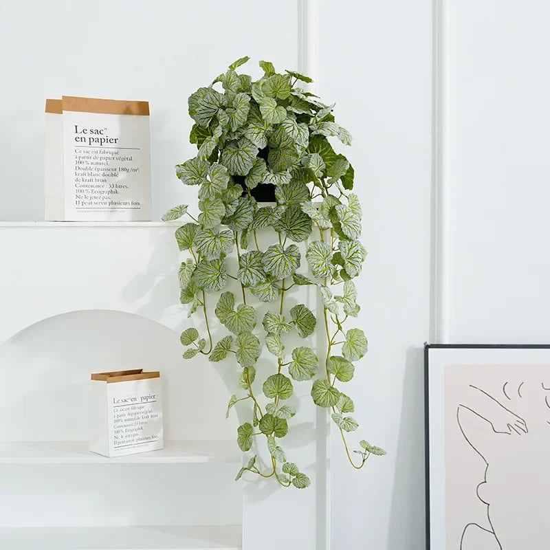 Artificial hanging plants begonia and silk fern vines