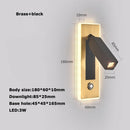 Rotating brass LED wall light with USB switch