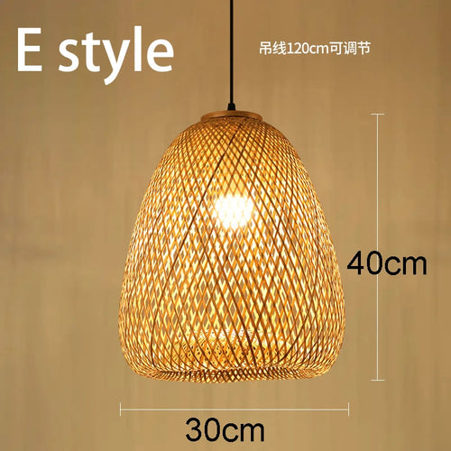 Handmade Chinese style bamboo chandelier with vintage pastoral weaving - vue 11 sur 30