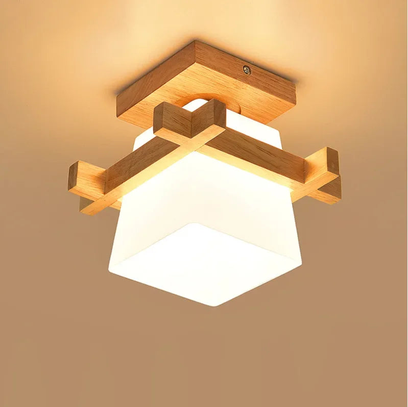 Nordic style minimalist solid wood solar ceiling light